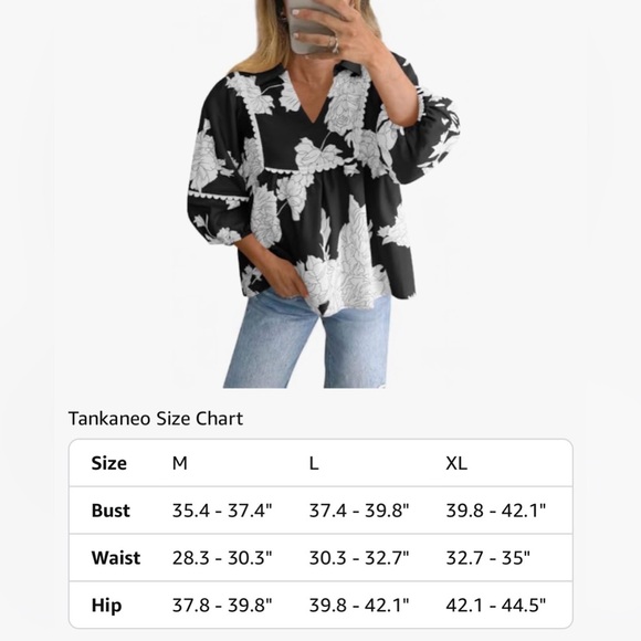 Elegant Black and White Floral Blouse - Picture 4 of 9